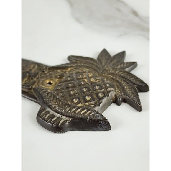 Brass Welcome Door Sign Pineapple Design 9 1/2" Entry Plaque 90s Home Decor - Picture 7 of 13